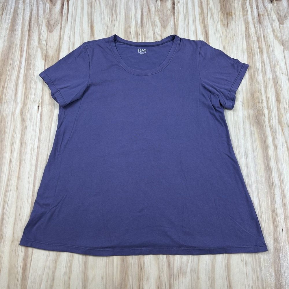 FLAX Women's Purple Cotton Short Sleeve Crewneck Tunic Size XL